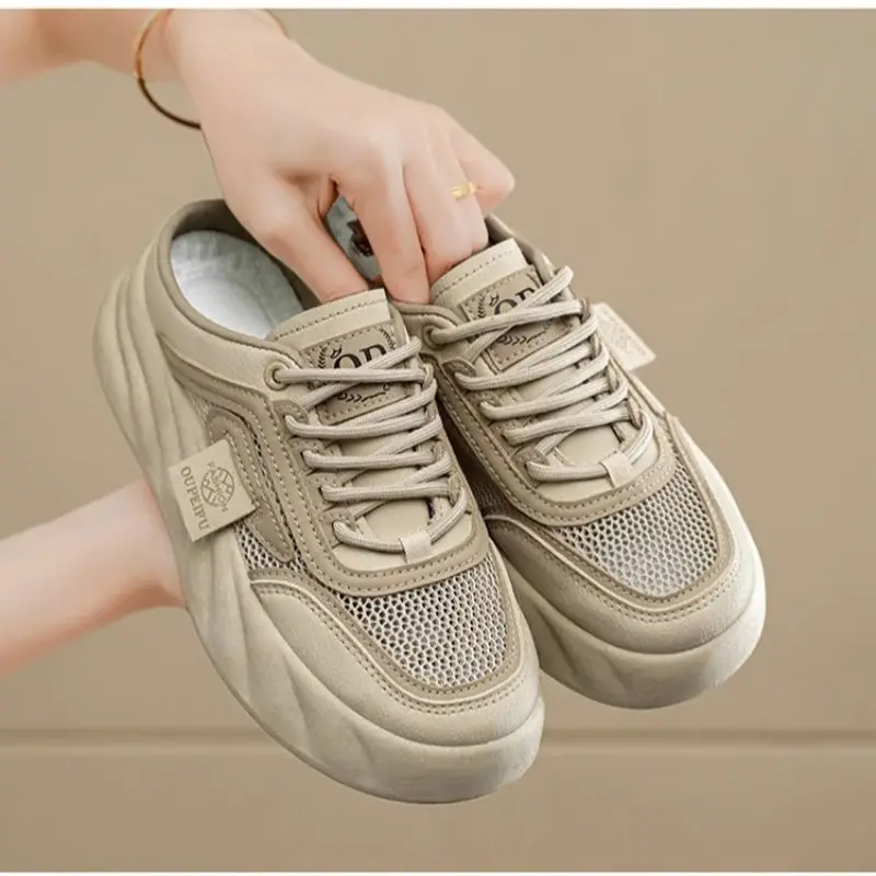 

Fashionable One-Foot Sandals for Women Hollowed-Out Net Shoes Versatile Half-Slippers for Outerwear