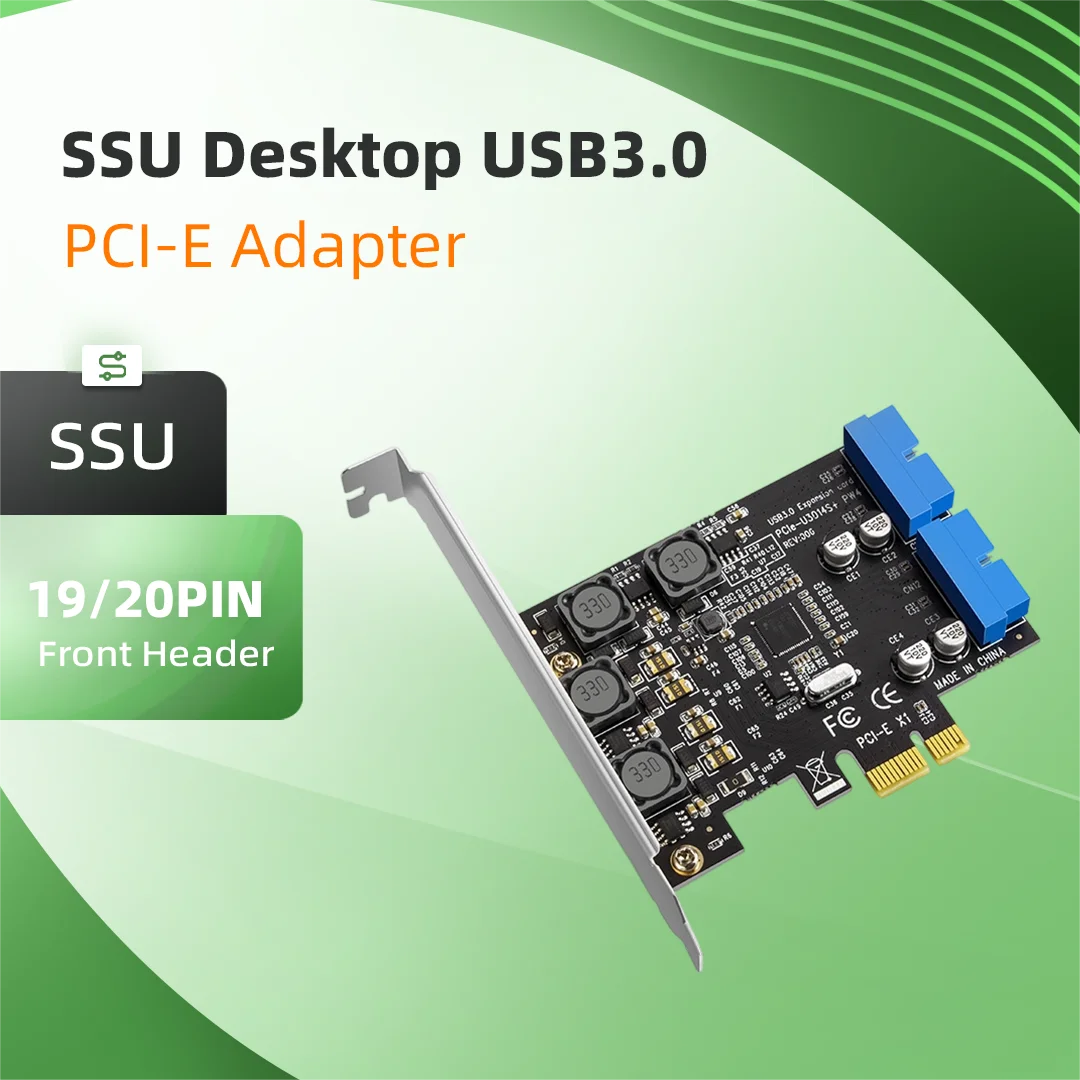 PCI Express USB3.0 Expansion Card Convert to Motherboard Front Port Internal 19Pin 20Pin Header USB3.0 Front Panel Hub Adapter