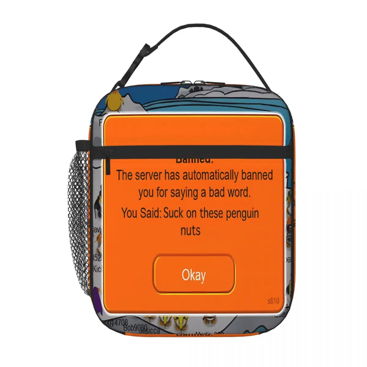 Bestselling Club Penguin Banned Slim Fit School Lunch Bag Garden Party Reusable Lunch Bag