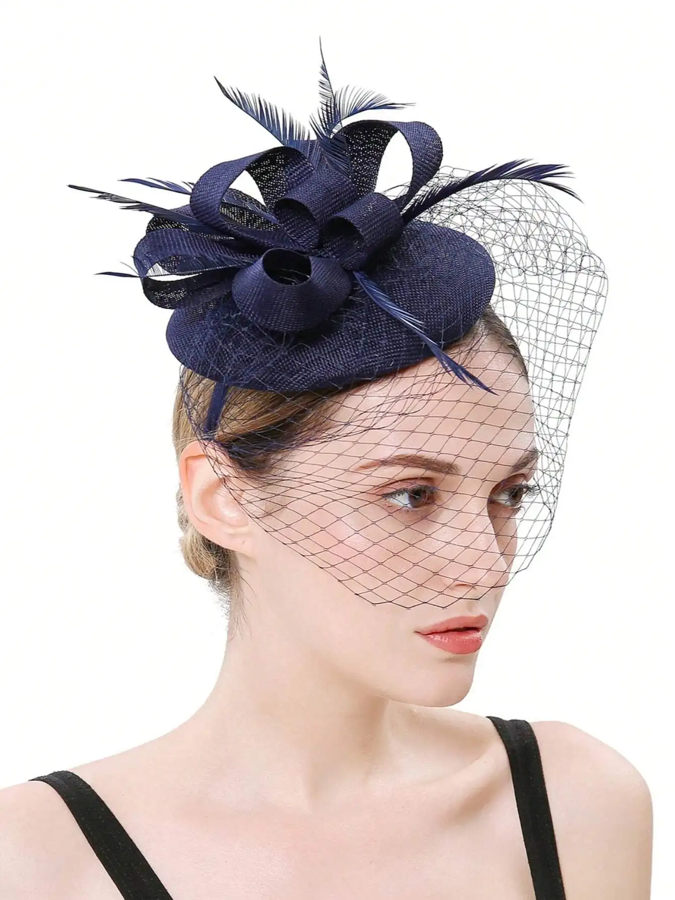 

1pc Women Handmade Veil Fascinator Hat Hair Clip Headband 1920s Tea Party Kentucky Fascinator Hat Pillbox Hat Artificial