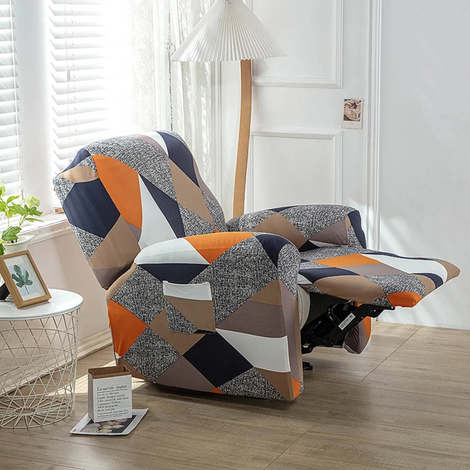 

Stretch Printed Recliner Slipcovers with Side Pocket - 4pcs/set Protective Couch Cover for Reclining Sofa Living room decoration