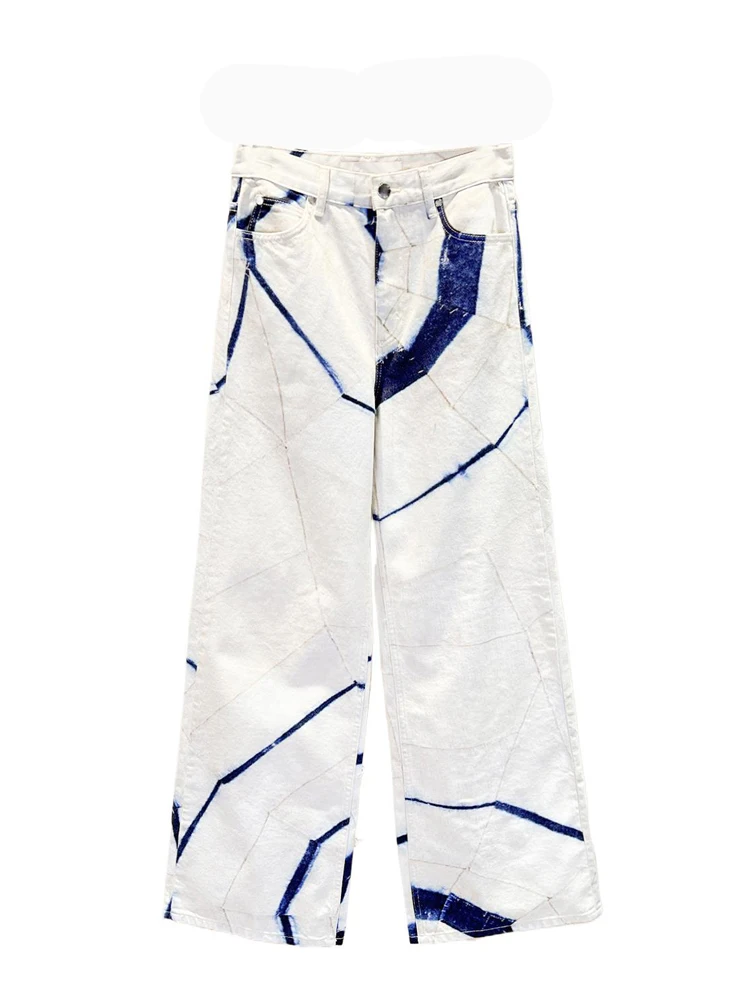 

Широкие джинсы с высокой талией, длинные джинсы, женские элитные летние дизайнерские джинсы с принтом S Home South Oil, повседневные джинсы больших размеров Faion