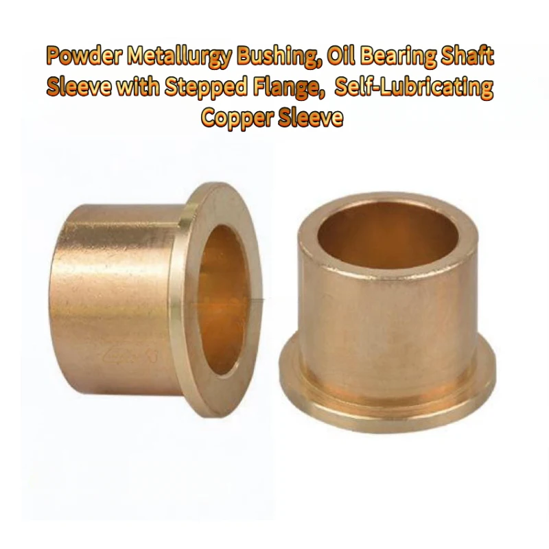 10PCS Powder Metallurgy Bushing, Oil Bearing Shaft Sleeve With Stepped Flange, Self-Lubricating Copper Sleeve