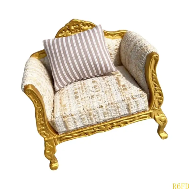 ドールハウス二人掛けシングルソファ手作り木製ミニチュア装飾 DIY おもちゃハウスアクセサリー