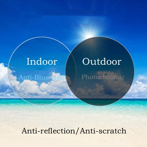 Imagen 2 del producto MOMOJA 1,56/1,61/1,67/1,74 HD antirreflectante antiarañazos Anti-UV Anti-luz azul y lente graduada óptica fotocromática