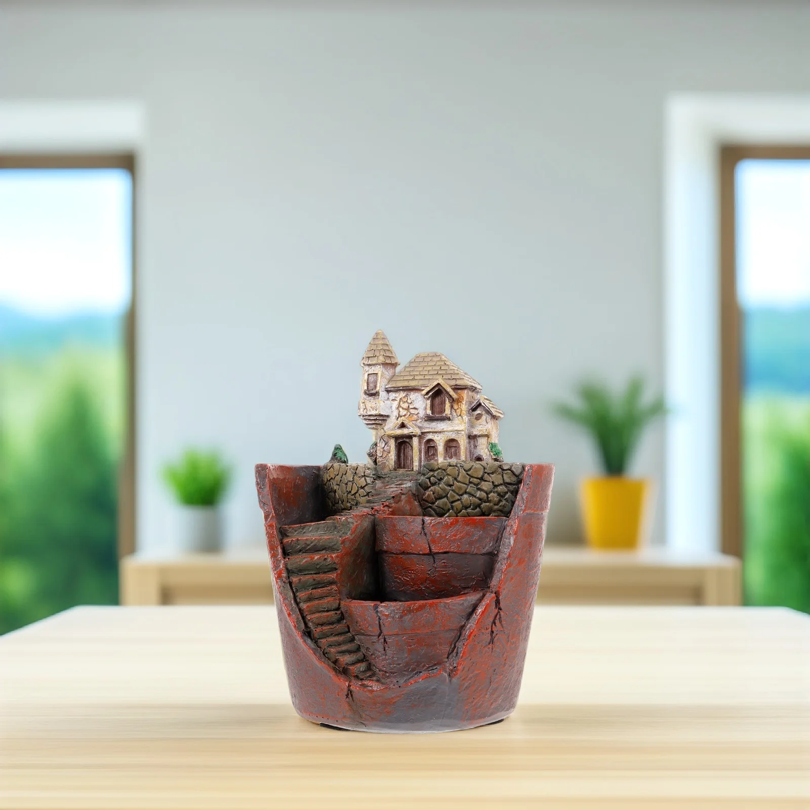 

Succulent Flower Pot Hanging Design Resin Material Transparent White Decorative Plant Pot Gardening Bonsai Adornment L