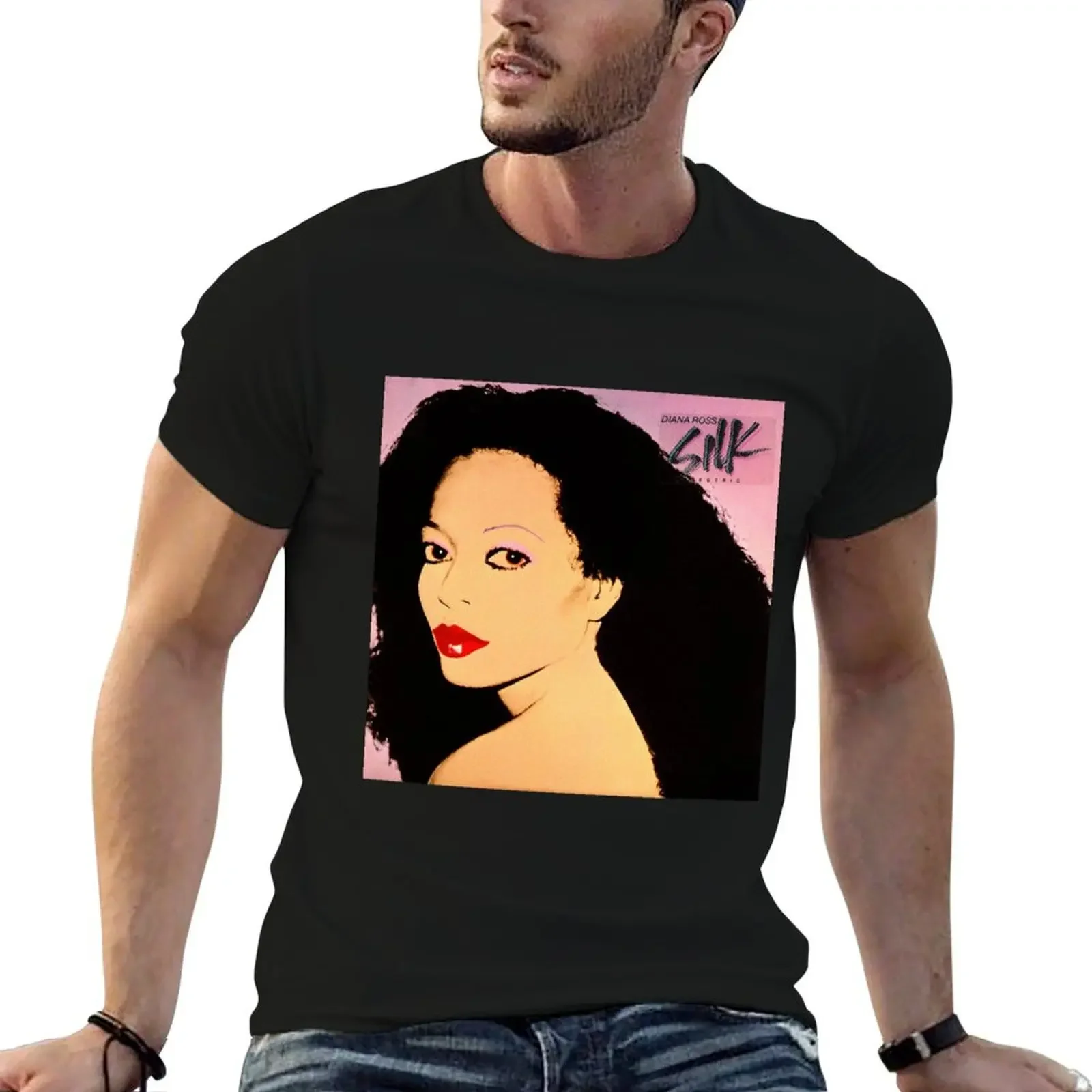 

Diana Ross silk electric T-Shirt topping anime stuff plus size men clothing