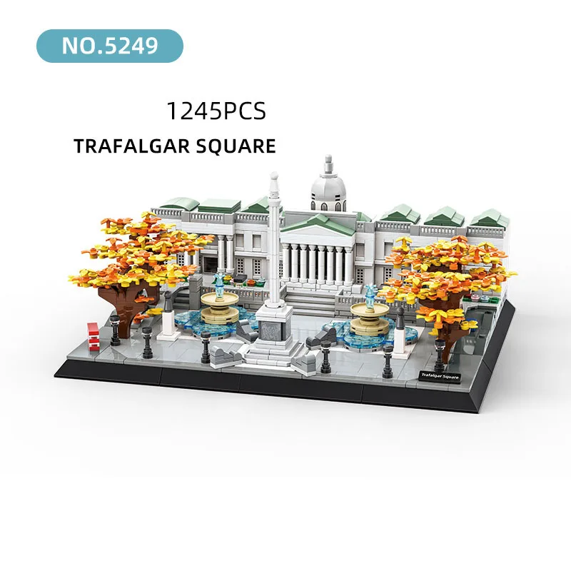 Criativo mundialmente famoso arquitetura moderna britânico londres trafalgar bloco de construção quadrado modelo conjuntos tijolos brinquedos