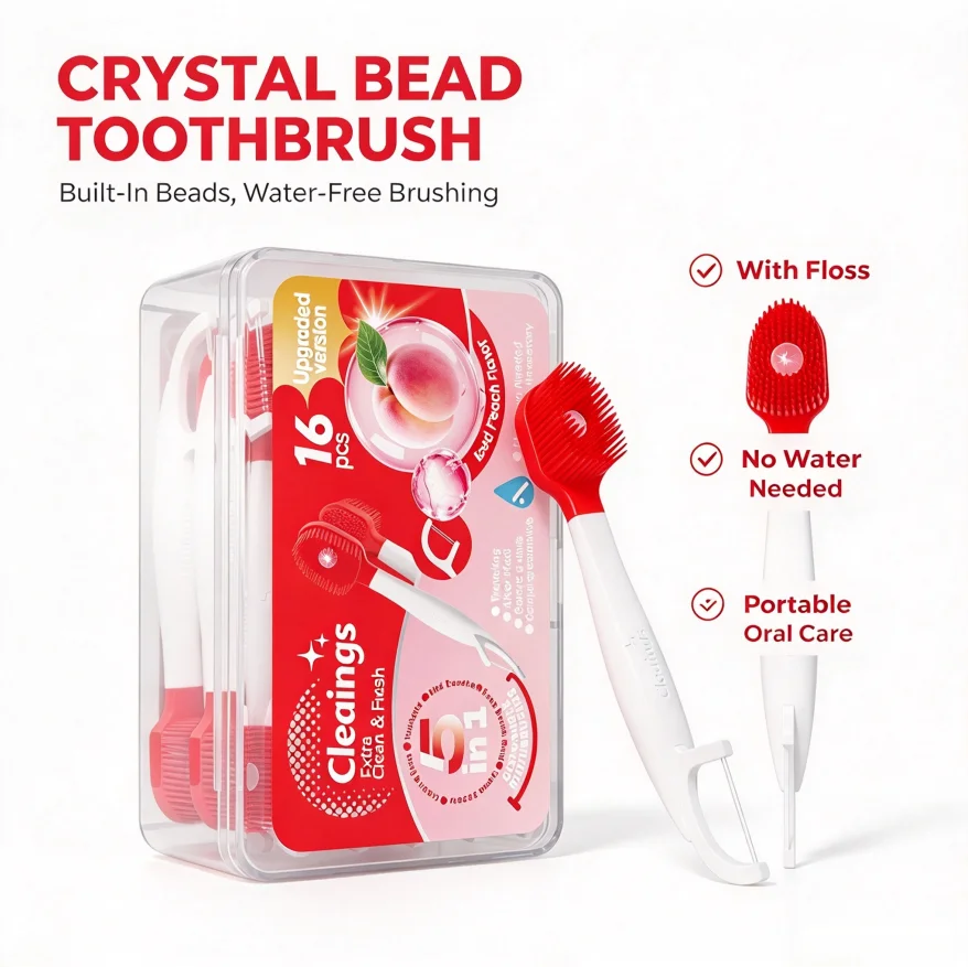 16pcs Portable Multi-use Travel Toothbrushes with Oral Cleaning Liquid And Flavor Bead No Water Needed