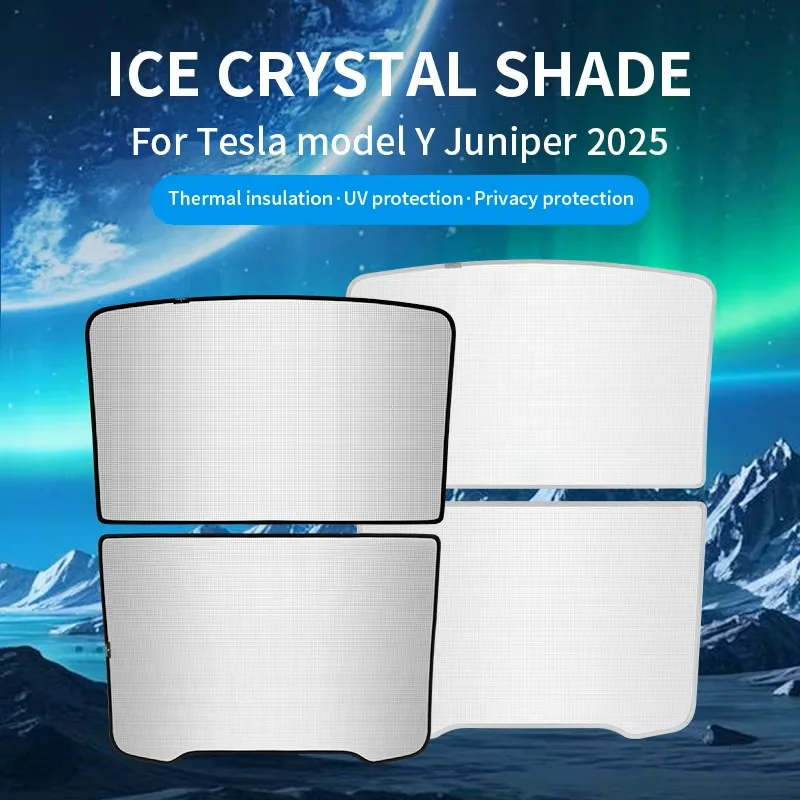 테슬라 모델 Y 주니퍼 2025 2026 아이스 크리스탈 선루프 차양막 나노 단열 자동차 루프 쉐이드 UV 차단 햇빛 가리개 썸네일 2