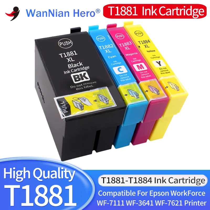 China 1/2/3/4set T188 T1881 T1882 T1883 T1884 Ink cartridges Compatible for Epson WF-7111 WF-7621 WF-3641 WF-7218 WF7728