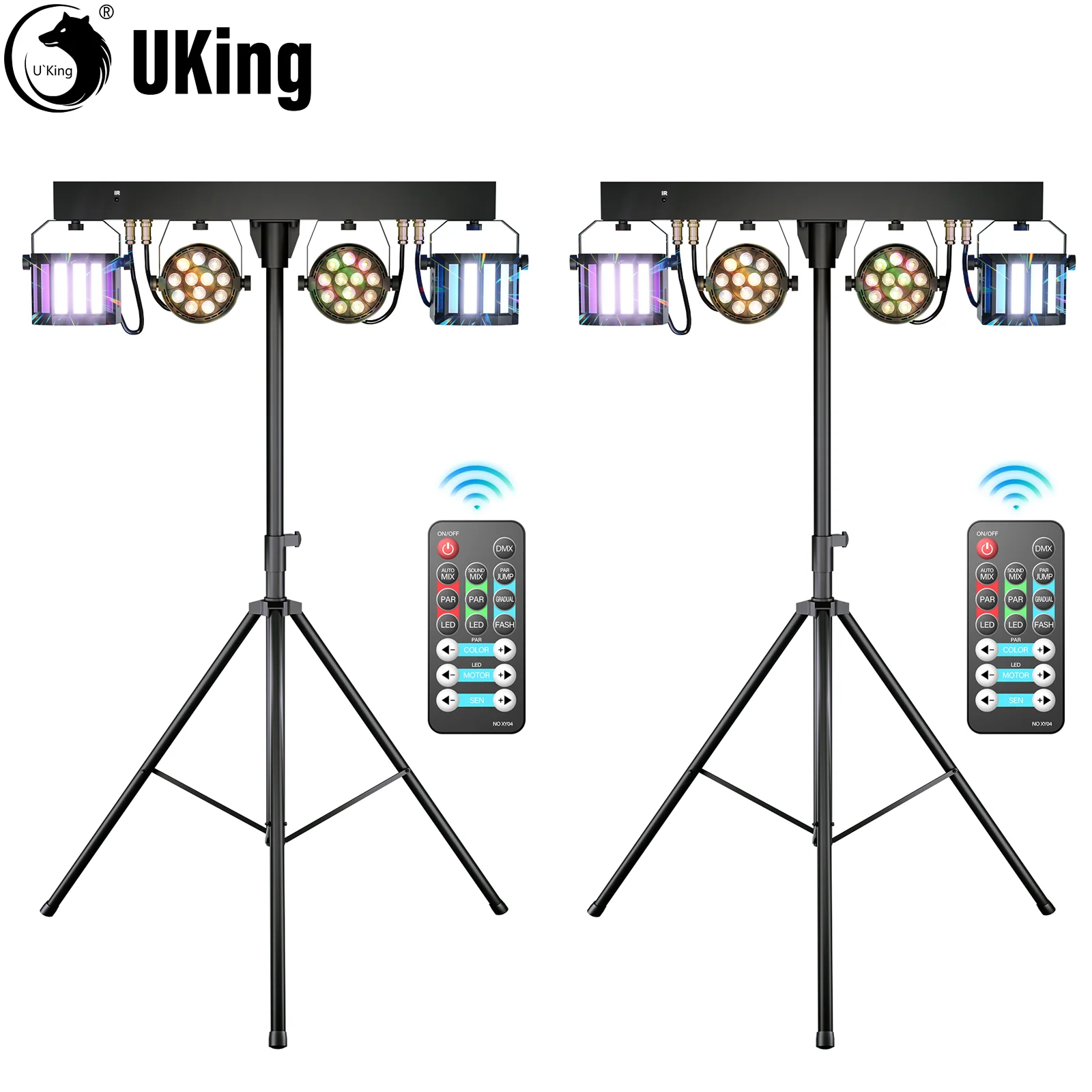 U'King lampu Par LED 60W RGBW, lampu kurung kombinasi, lampu panggung kontrol DMX untuk DJ, konser, pesta ulang tahun, pernikahan