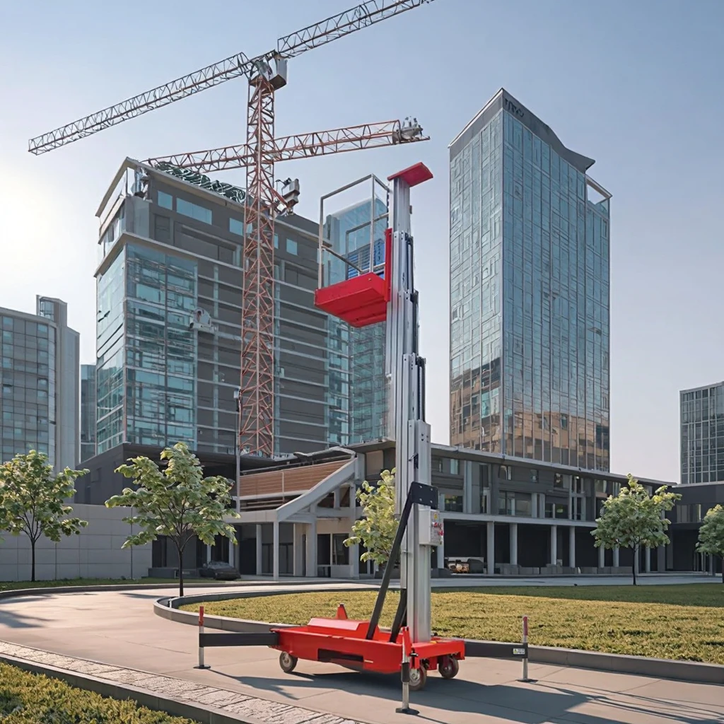 Max Working Height 4m 8m 10m 12m New Aluminum Electric One-Man Single Mast Lifts Steel Person Lifter Platform Chain Sling Type