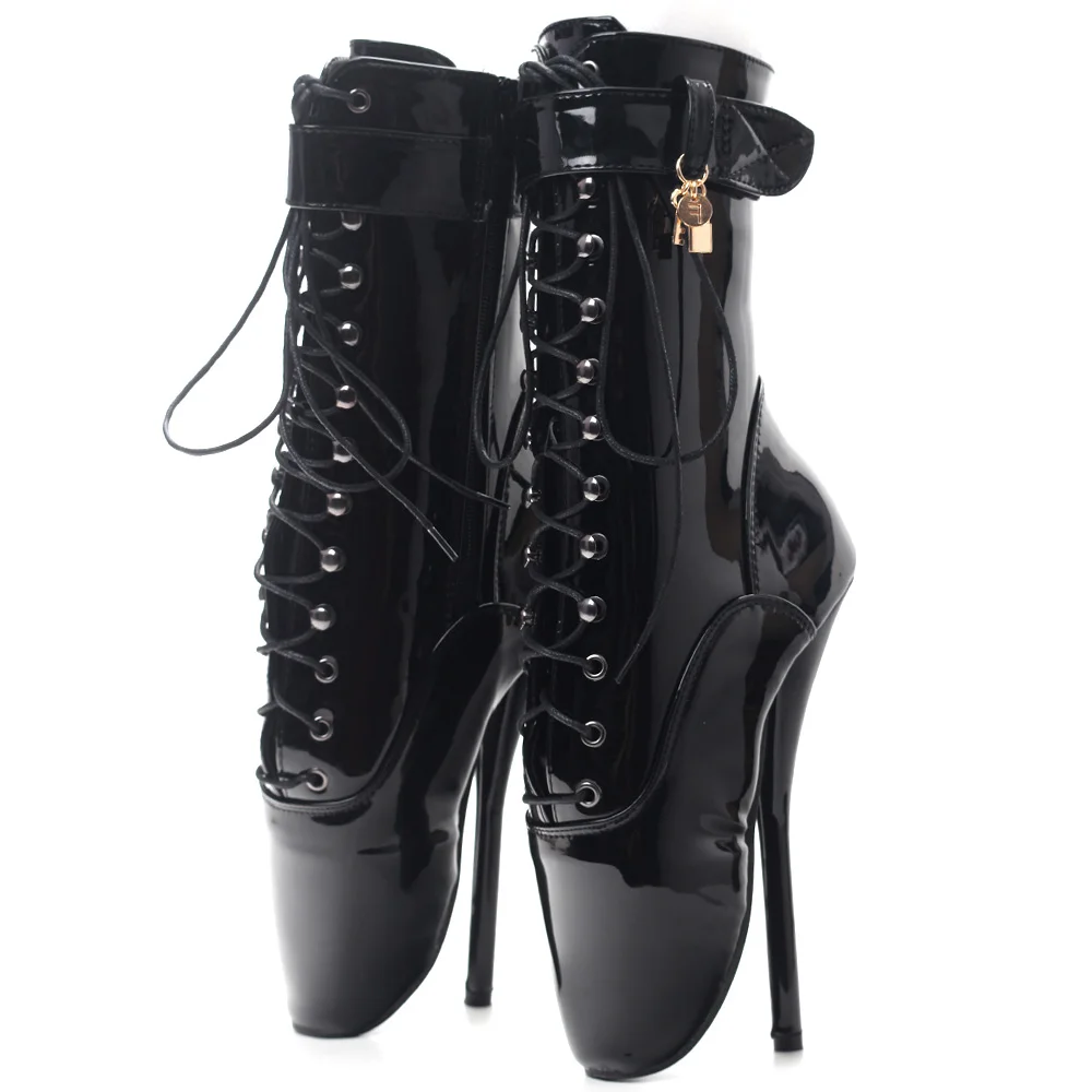 JIALUOWEI 7 Inch High Heel Extreme Fetish Goth Ballet Laceup Ankle Boots Size36-46 Fast Shipping