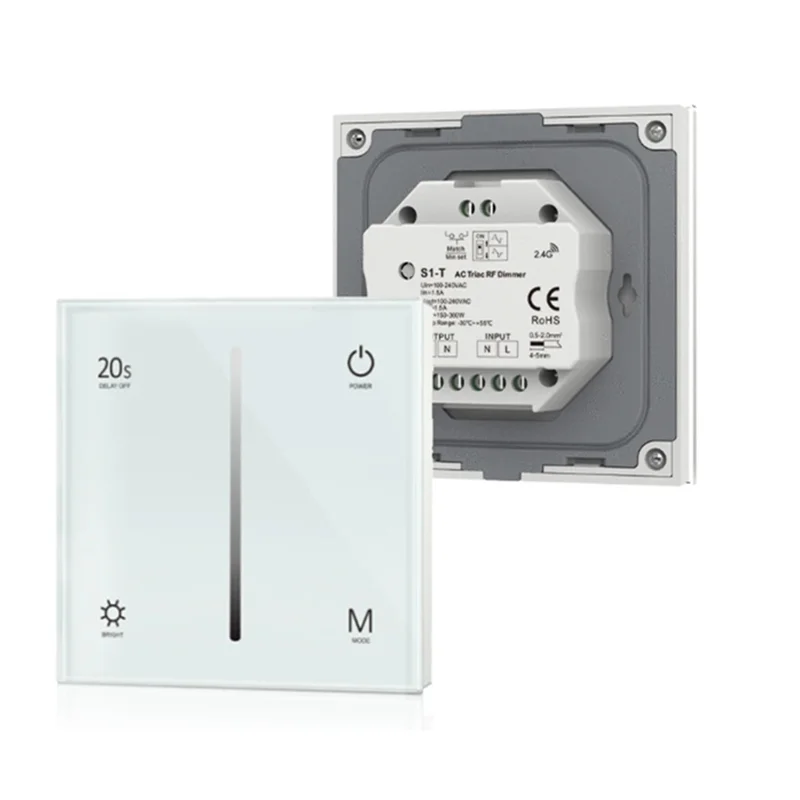 【Off-Shelf】AC Triac Dimmer Ultra Sensitive High Strength Glass Touch 86 Panel Fade Mode For AC 110V 230V Dimmable LED Lamps Dimm