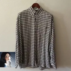 Stripe Plaid Gray Our Legacy Long Sleeve Shirts Men Women High Quality Oversize Casual Clothes V-shape Couple Street Blouse