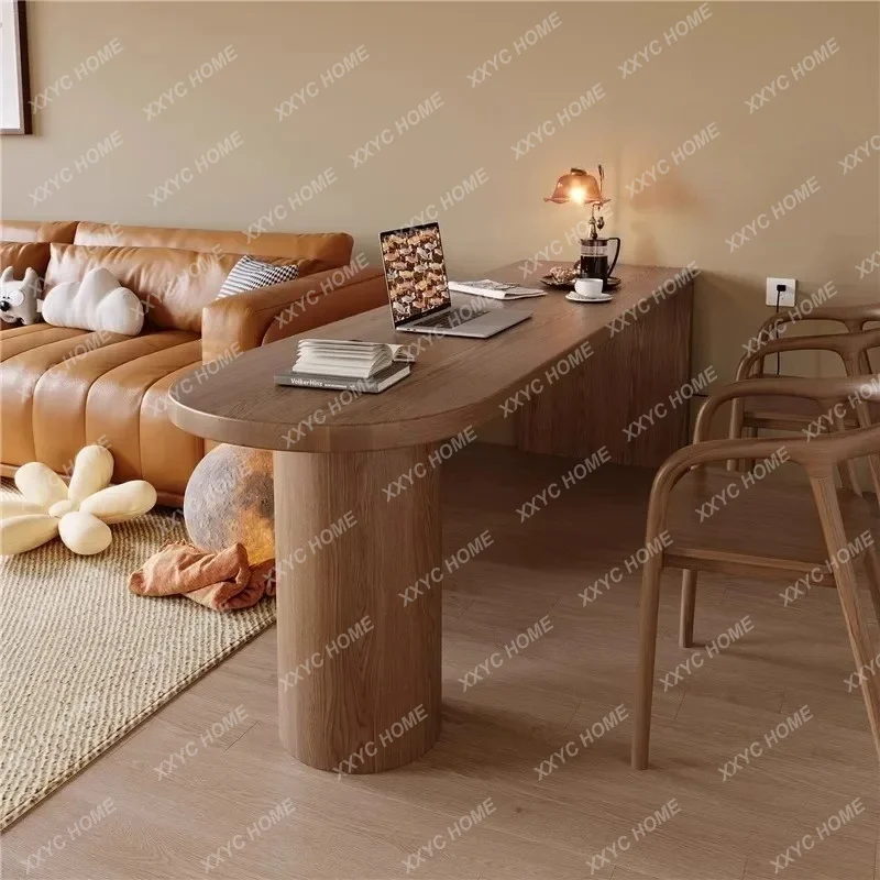 All solid wood living room dining table long workbench household student children reading study table double computer table
