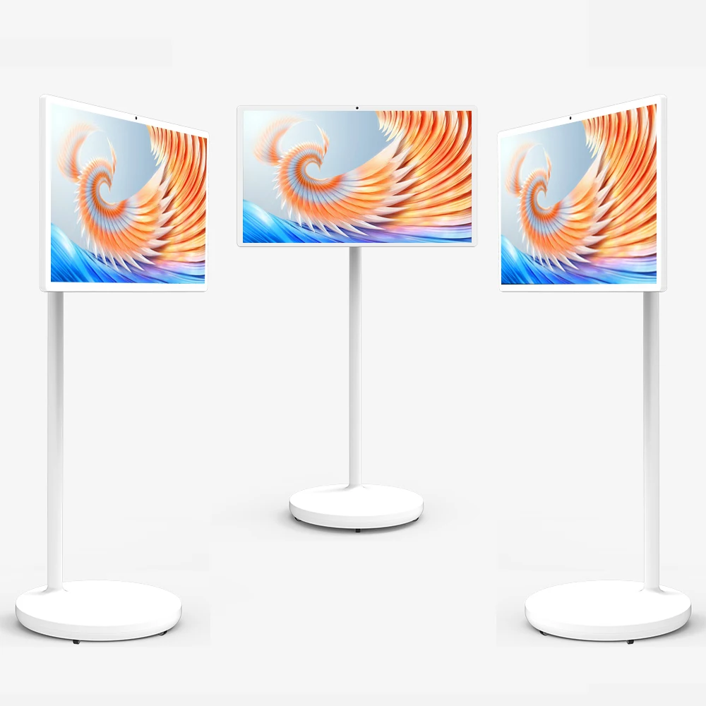 24-Inch portable smart TV with wheel, with stand, full high definition interactive touch screen, wireless mobile display