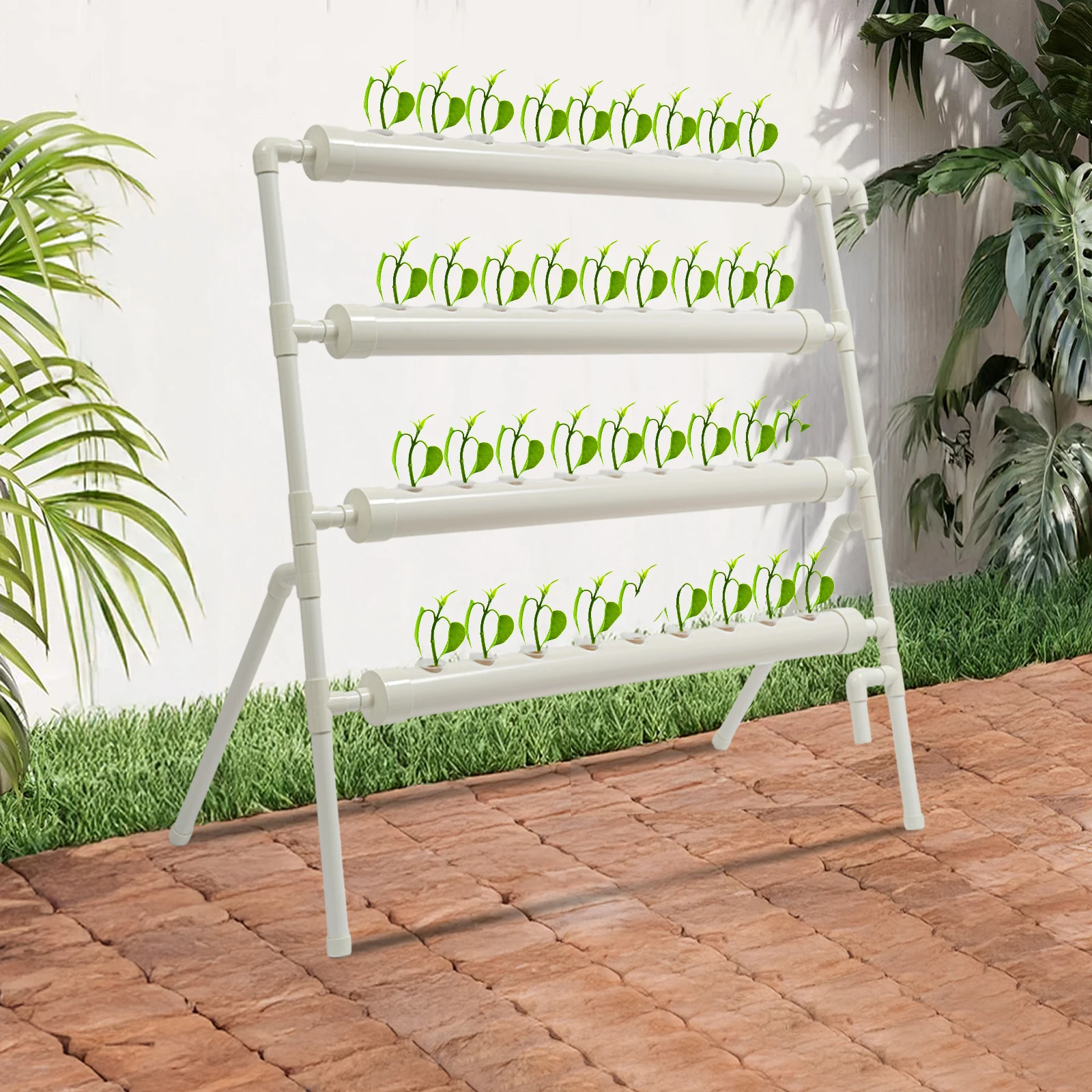 Kit de culture hydroponique 36 trous 4 tuyaux Système de culture hydroponique en PVC Tuyau hydroponique Systèmes de culture de plantes sans terre à domicile pour légumes fleurs