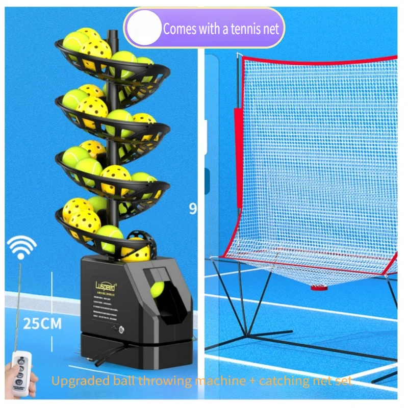 Luspeed T02+net Durable Steel Tennis & Pickleball Serving Machine