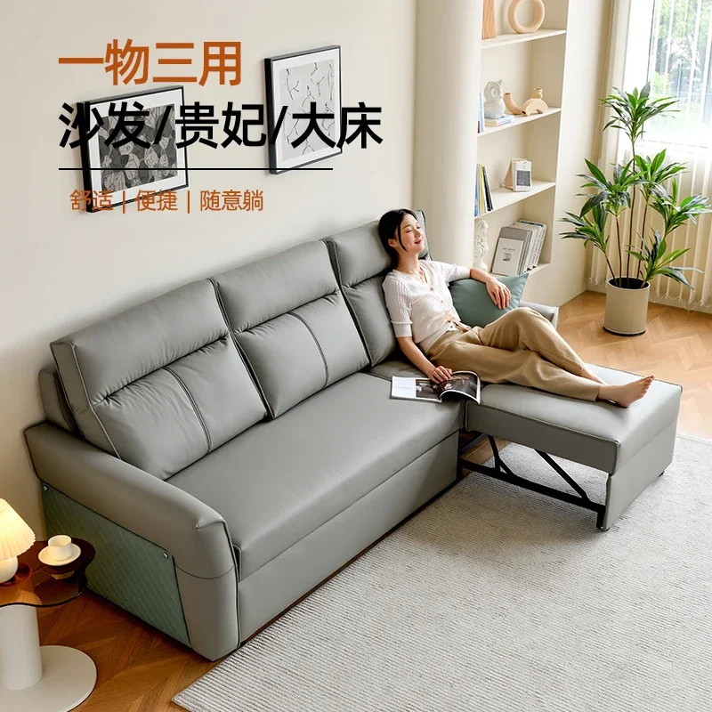 

Sofa bed dual-purpose foldable multi-functional small apartment solid wood living room can hide the princess double pull-out