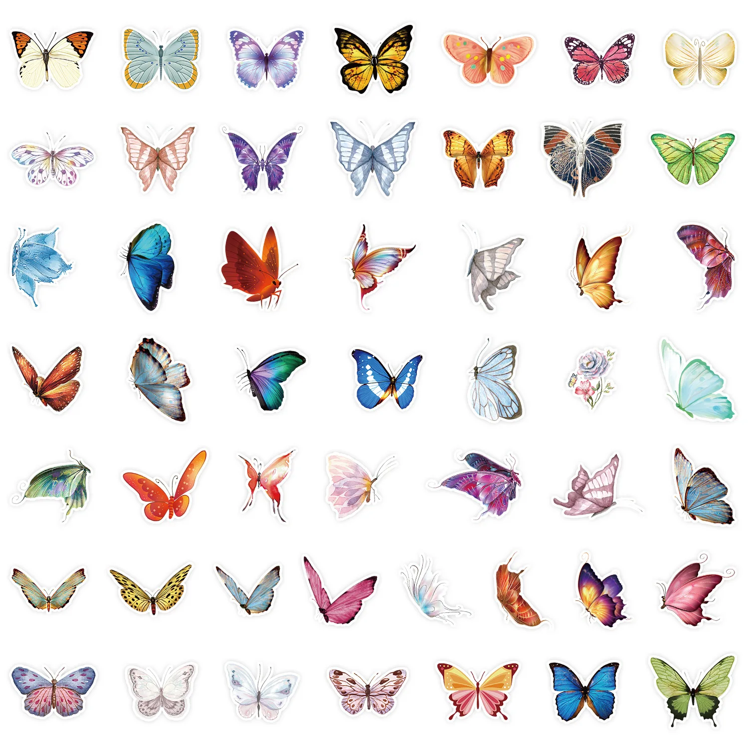 50/100Pcs INS Kawaii Cartoon Cute Colorful Butterfly Stickers PVC Waterproof Stickers Decals For Kids Boys Girls Toys Gifts