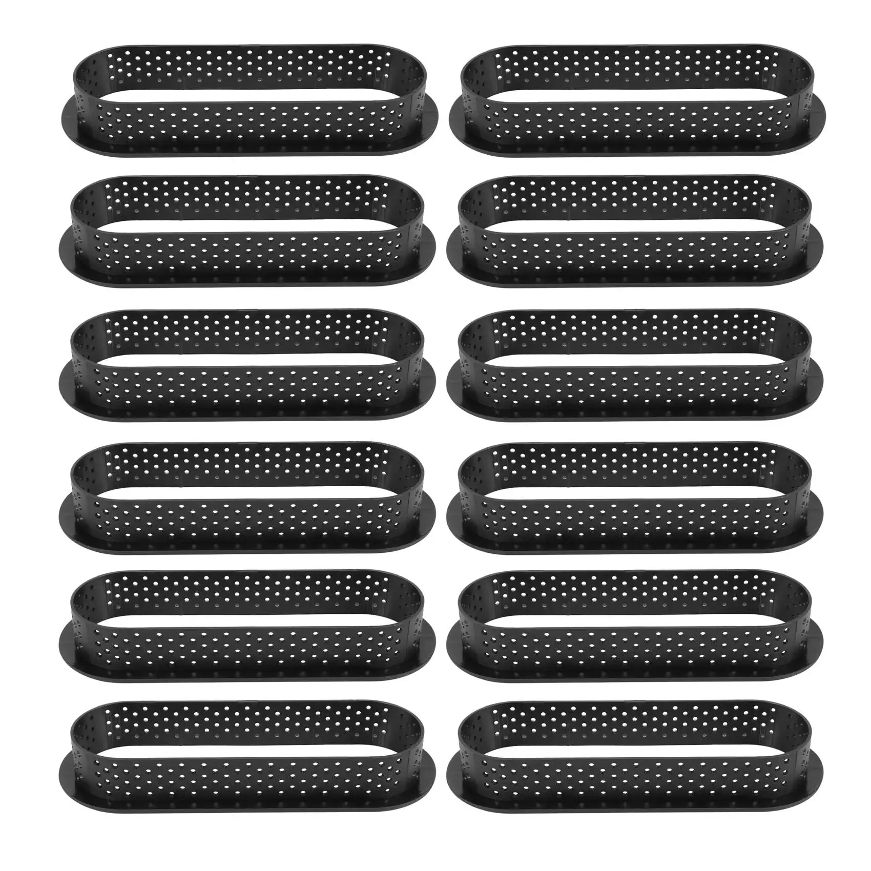 12 Pieces Oval Tart Rings Heat-Resistant Perforated Cake Mousse Ring Non Stick Bakeware Tart Mini Cake Mold Cake Rings