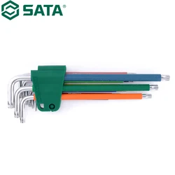 SATA 09702CH Rainbow Series 9-Piece Extra Long Medium Hole Torx Wrench Set High Quality Materials Exquisite Workmanship