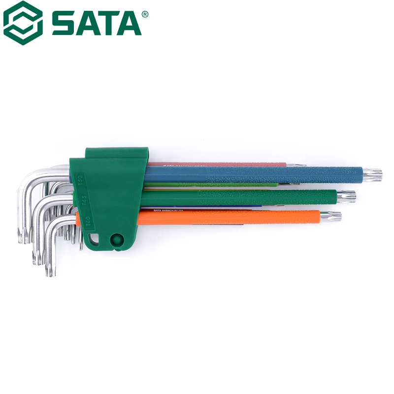 SATA 09702CH Rainbow Series 9-Piece Extra Long Medium Hole Torx Wrench Set High Quality Materials Exquisite Workmanship