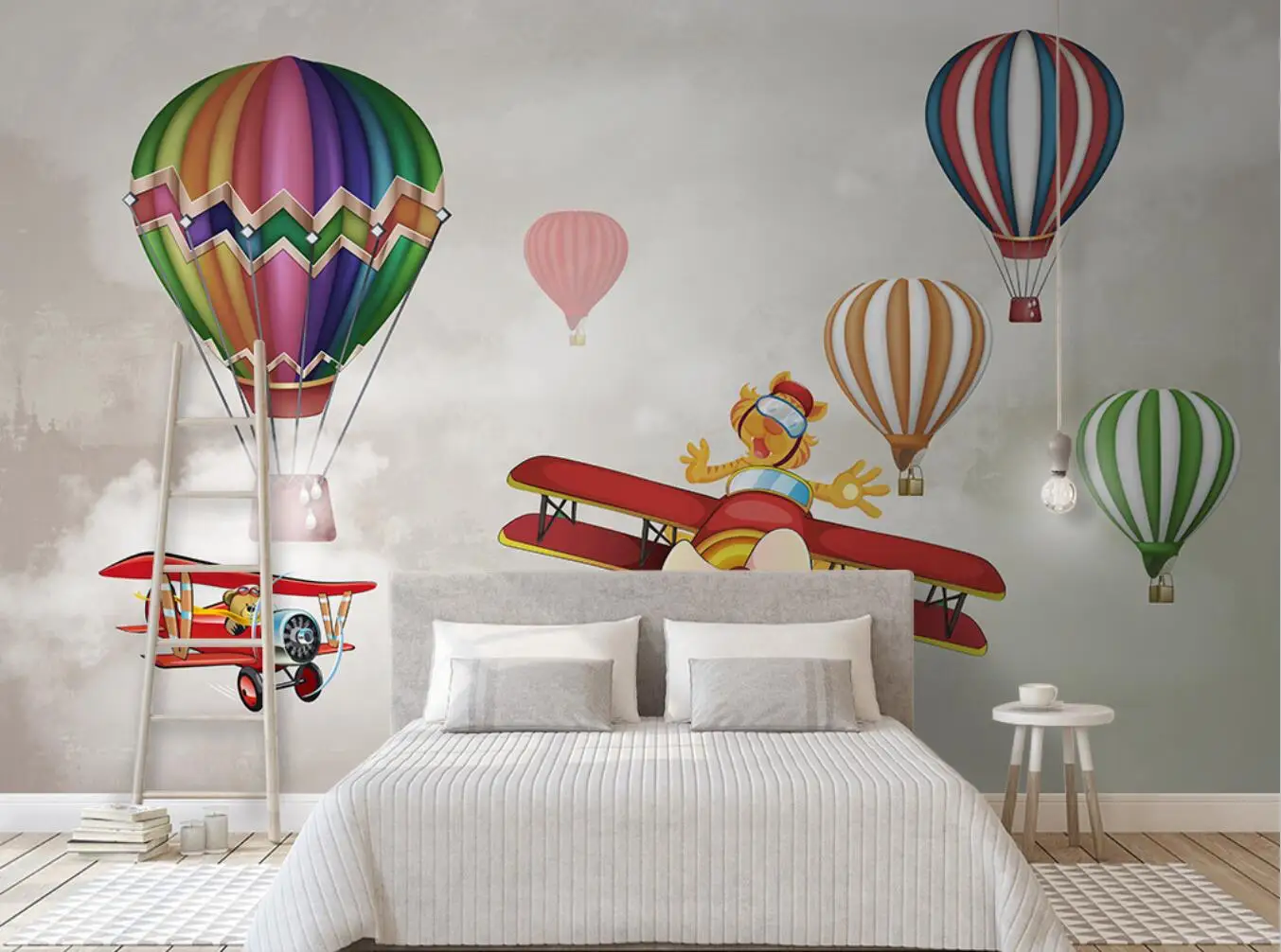 

Custom Wallpaper Cartoon Airplane Hot Air Balloon Children's Room Murals Home Decor Kindergarten Decoration 3d wallpaper murals