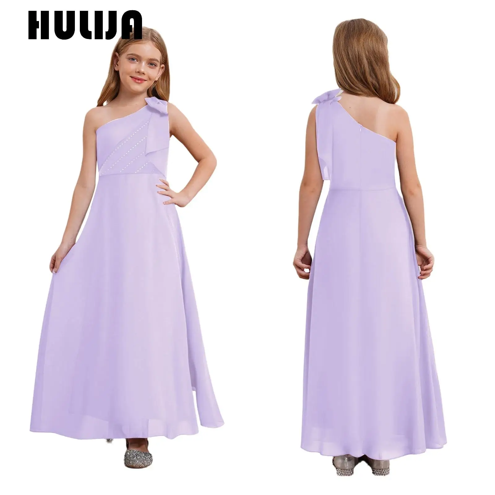 

Children Princess Girls Party Wear Kids One Shoulder Sleeveless Girl's Birthday Dress Summer Wedding Banquet Clothes 6-16 years
