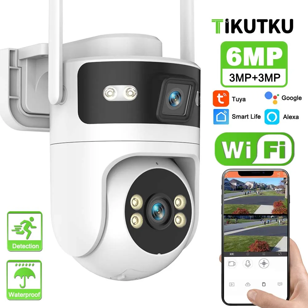 

Tuya Security Camera 6MP HD Dual Lens Outdoor Protection WiFi Camera Motion Tracking Video Surveillance Google Home Alexa