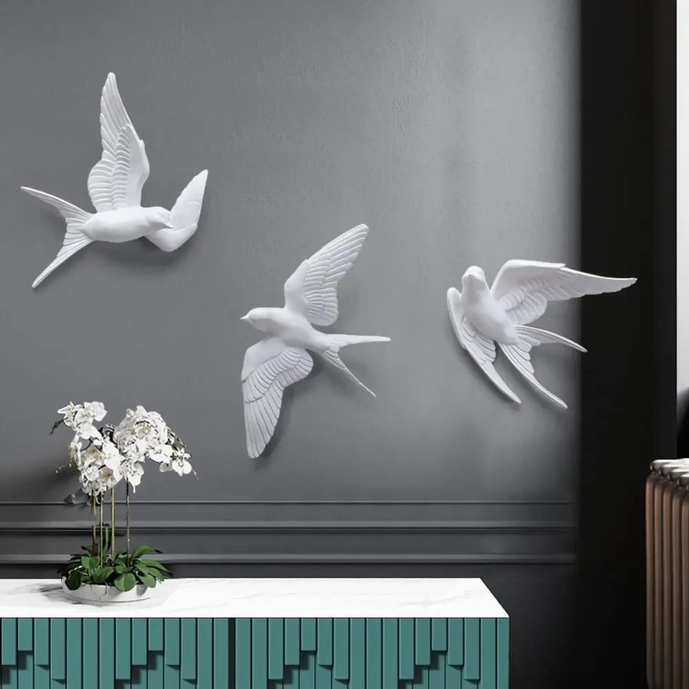 

3D Durable Gold Easy to Clean Wall Hanging Wall Decoration White Resin Arts Birds Pendants Cabinet Ornaments Seagull Ornaments