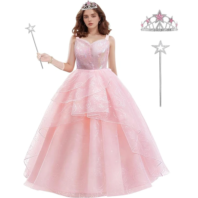 Halloween Cosplay Costume Mother And Daughter Matching Look Girls Pink Witch Princess Dress Kids Adult Costume Carnival Dress