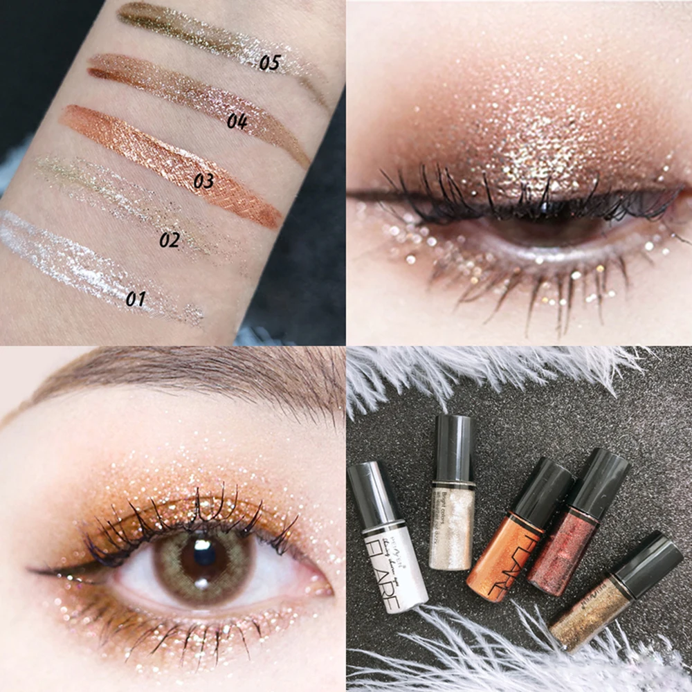 Delineador de ojos líquido brillante de diamante, 5 colores, textura suave, Lápiz Delineador de Ojos de larga duración, herramientas de cosméticos de maquillaje Sexy TSLM1