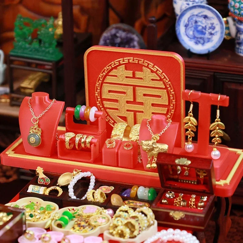 1/12 casa delle bambole in miniatura scatola per esposizione di gioielli in stile occidentale collana di simulazione modello giocattolo mini decorazione accessori per casa delle bambole