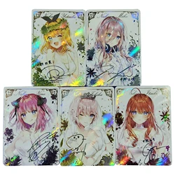 5Pcs/set Diy Self Made The Quintessential Quintuplets Collection Card Refraction Color Flash Hot Stamp Signature Card Gift Toyss