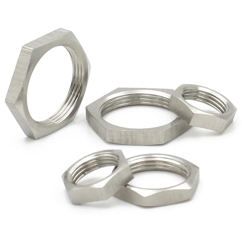 5pcs 304 Stainless Steel M8 M10 M12 M14 M16 M18 M20 M22 M24 M25 -M40 Hex Lock Nut Pipe Fitting Pitch 1mm 1.5mm Metric Female