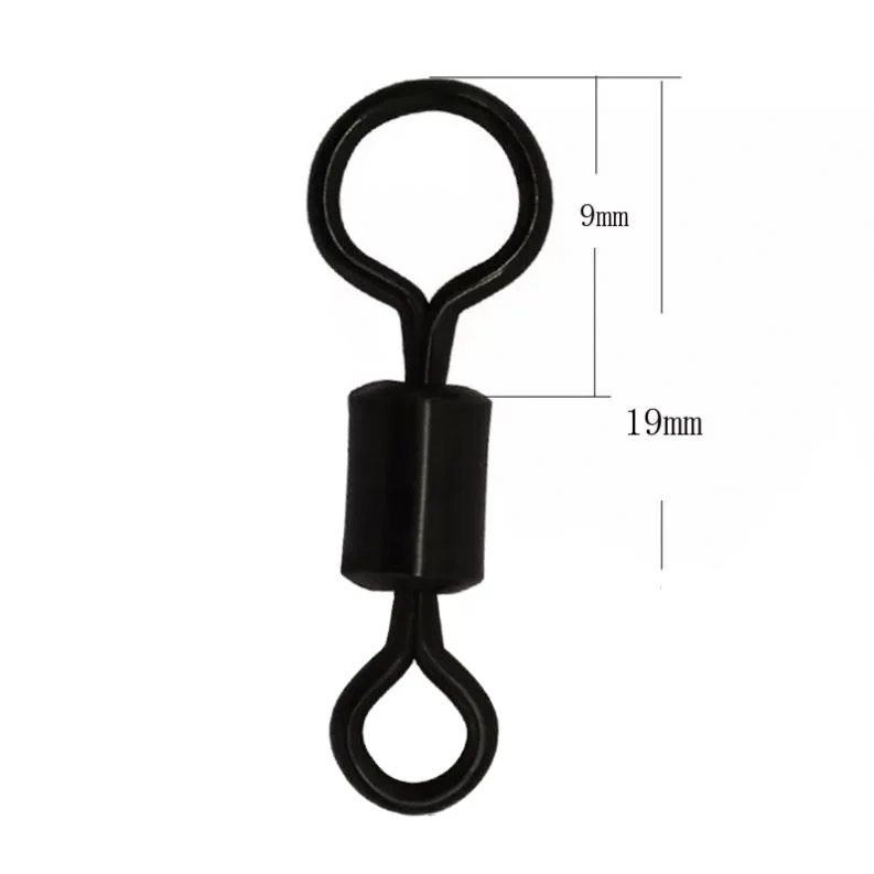 

Free Samples 500 pcs/bag Wholesale CMatte Black Extended Carp Fishing Rolling swivel,17mm