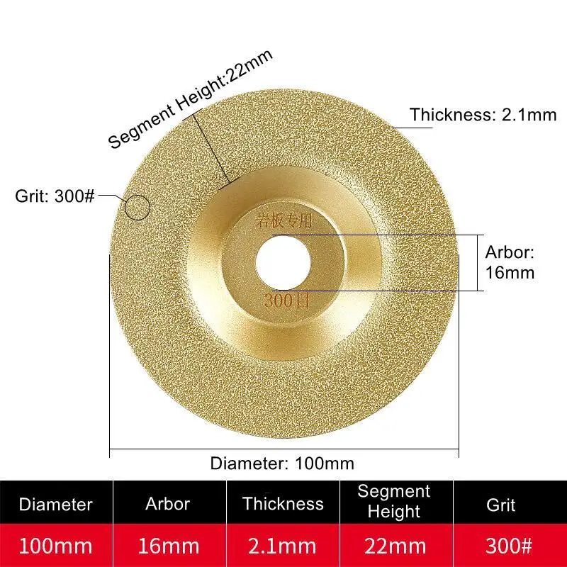 4" 100mm 300er Körnung Vakuumgelötete Diamant-Schleifscheibe Schleifschleifscheibe für Winkelschleifer Granit Marmor Eisen Stahl Mauerwerk – Detail 2
