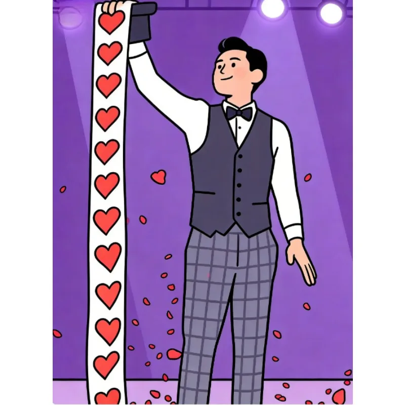 وشاح حريري شيفون طويل جداً 15 متر - خدعة سحرية على شكل قلب وفراشة للمسرح، أداة للخدع السحرية وإكسسوارات للساحر