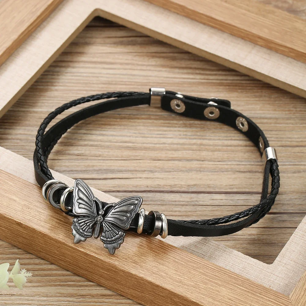 20242024 Trend Vintage Butterfly-shaped Pendant Classical Women Leather Necklace for Birthday Gift image 5