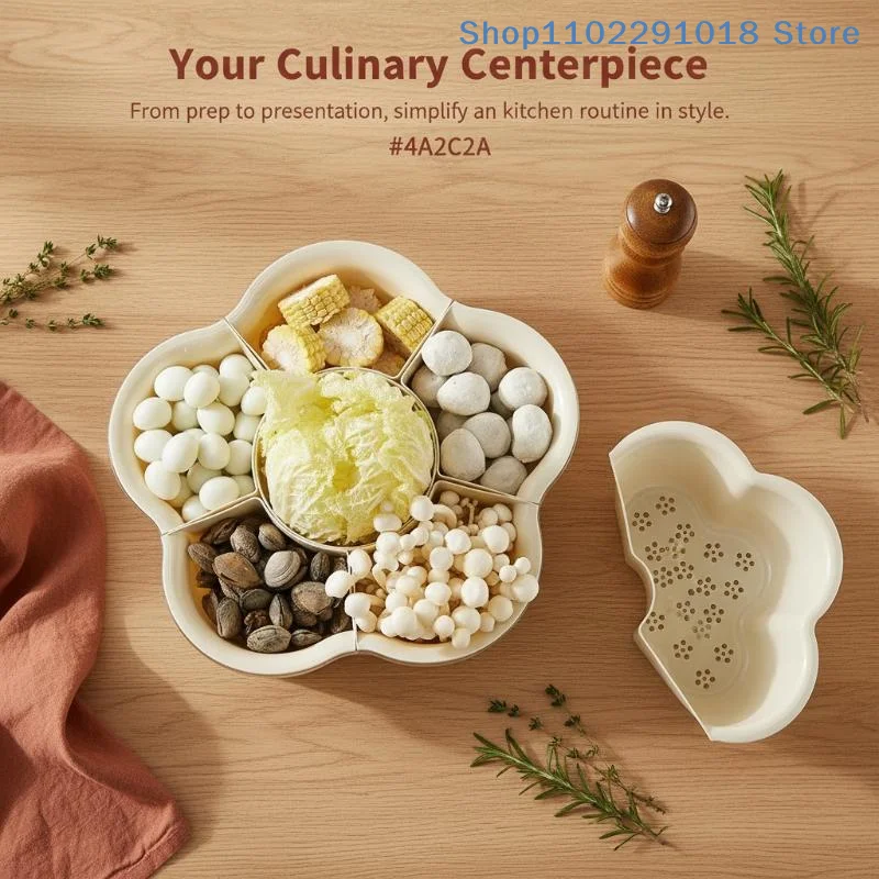 practical360° Rotatable Snack Tray with Drain Grid Design Ideal for Kitchen and Fruit Useshousehold