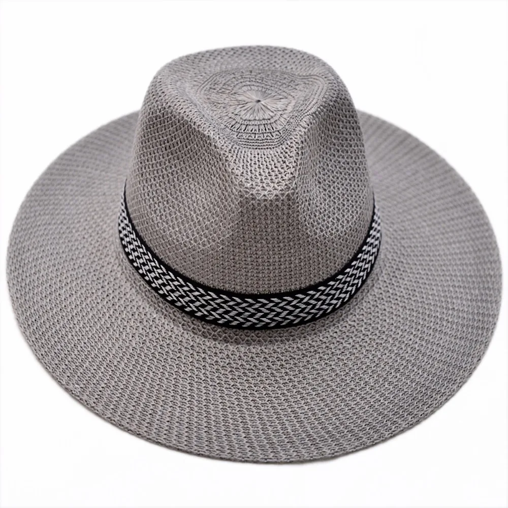 Wide Brim Straw Hat Leisure Summer Cap Fedora Travel Leisure Sun Hat for Women Men Simple Style Sombreros Para Mujer Para El Sol