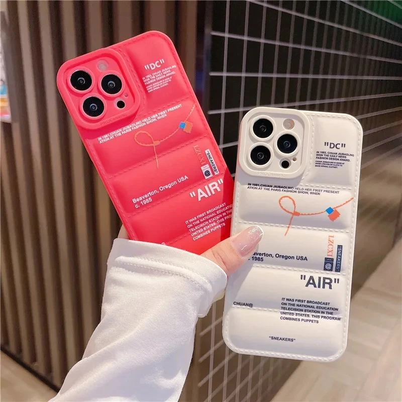 Chaqueta de plumón de silicona suave de lujo, funda a prueba de golpes para iPhone X, XS, XR, 11, 12, 13, 14, 15Pro Max, Popular, cubierta anticaída