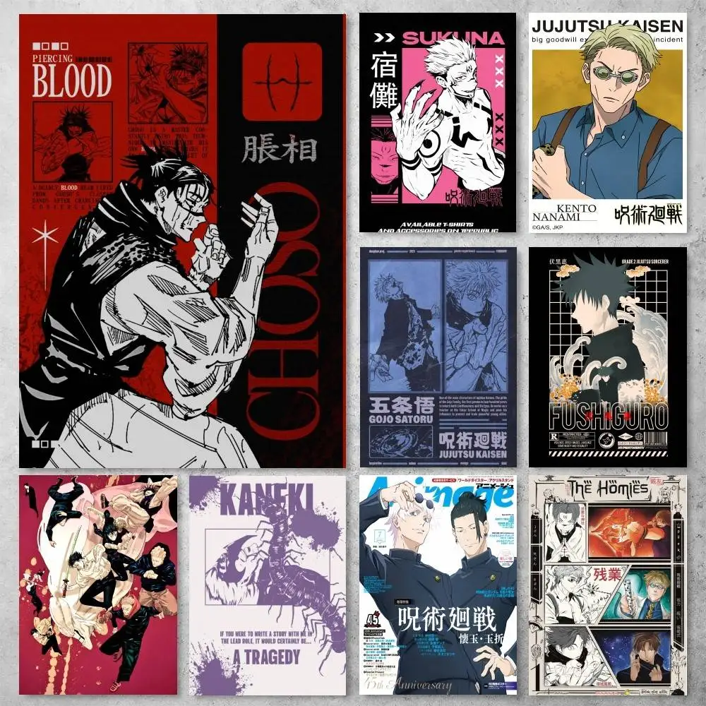 Póster de Anime japonés Jujutsu Kaisen, arte de pared para estudio, decoración de sala de estar, imagen decorativa única para el hogar