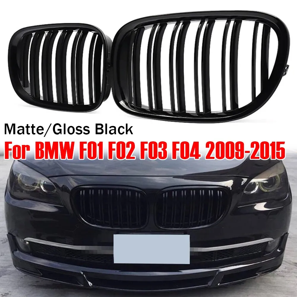 

For BMW 7 Series 4-Door Sedan F01 F02 F03 F04 760Li 750Li 750i 2009-2015 2x Car ABS Grille Front Kidney Grill Double Line Style