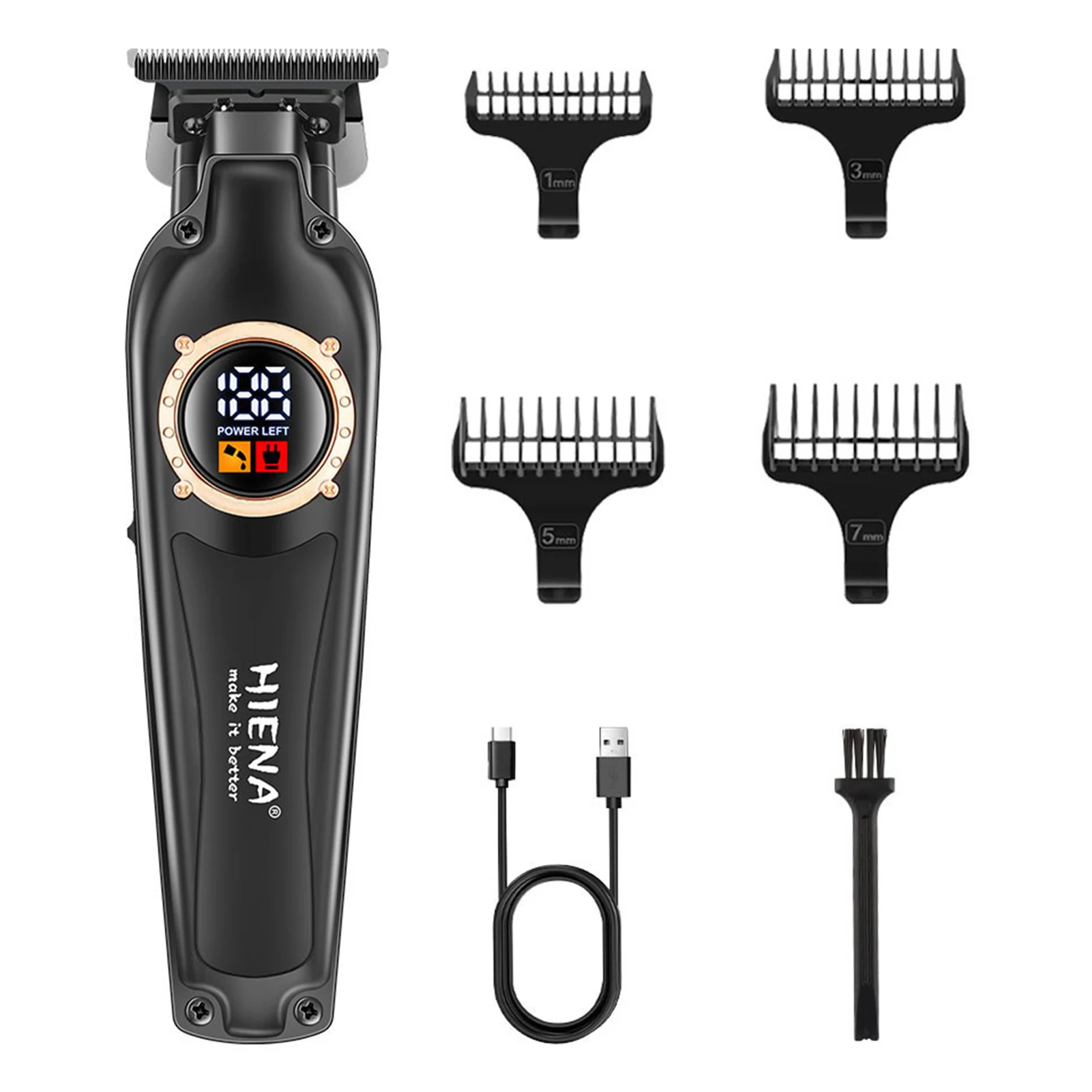 طقم ماكينة قص الشعر الذكية بشاشة LED لقص الشعر، ماكينة تشذيب الشعر الكهربائية القابلة لإعادة الشحن، ملحقات تصفيف الشعر