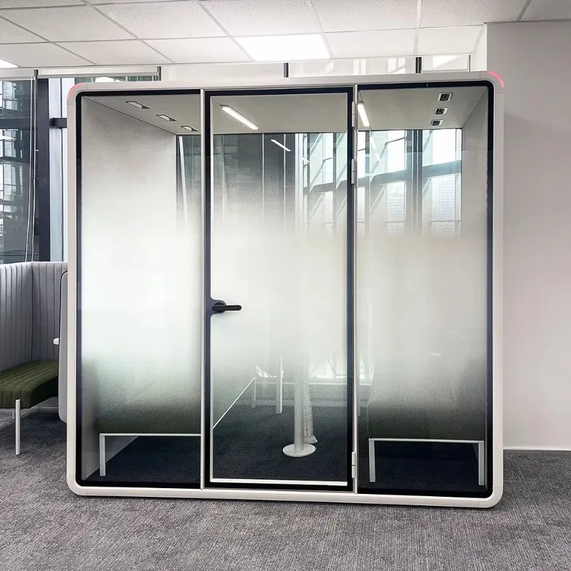 Modular Privacy Soundproof Study Pod 4-Seater Acoustic Booth Portable Silent Meeting Pods For Library School Learning Space