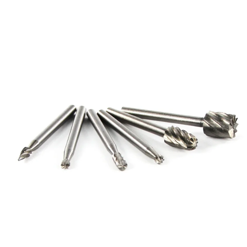 6pcs HSS Routing Milling Bit  3.175mm Shank Rotary Milling Cutter for Dremel Rotary Tools Mini Drill Bit Rotary Burrs